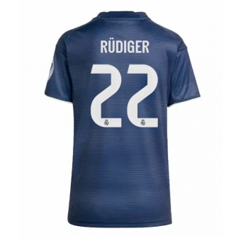 Billige Fotballdrakt Real Madrid Antonio Rudiger #22 Replika Bortedrakt Dame 2025-26 Kortermet